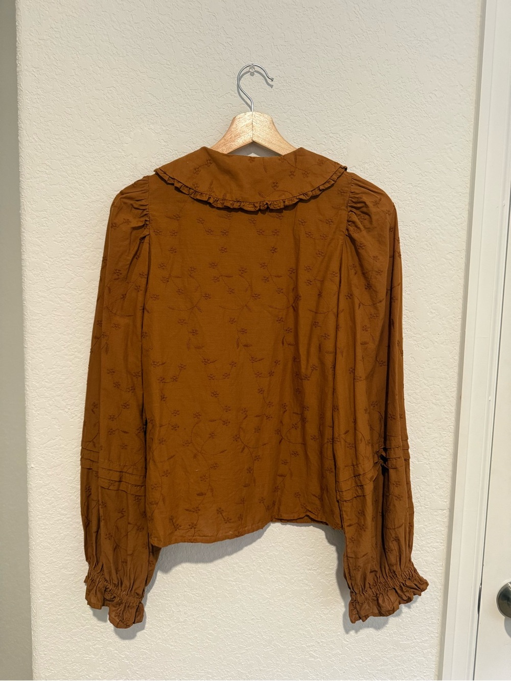 Universal Thread - Ruffle Collar Button-Down Blouse - Rust - Picture 4 of 5